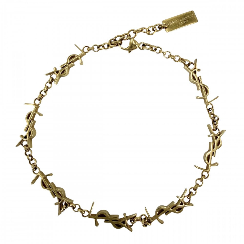 SAINT LAURENT PARIS サンローランパリ ブレスレット カサンドラ YSLロゴ アクセサリー Mサイズ マルチチャーム メンズ レディース 757664 ゴールド ユニセックス 約5.3g【中古品】