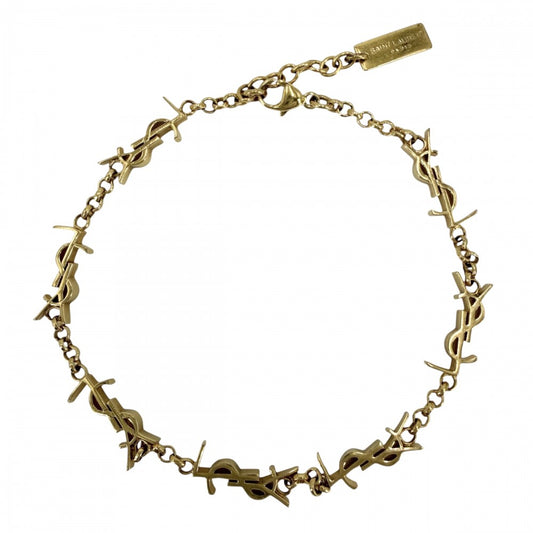 SAINT LAURENT PARIS サンローランパリ ブレスレット カサンドラ YSLロゴ アクセサリー Mサイズ マルチチャーム メンズ レディース 757664 ゴールド ユニセックス 約5.3g【中古品】