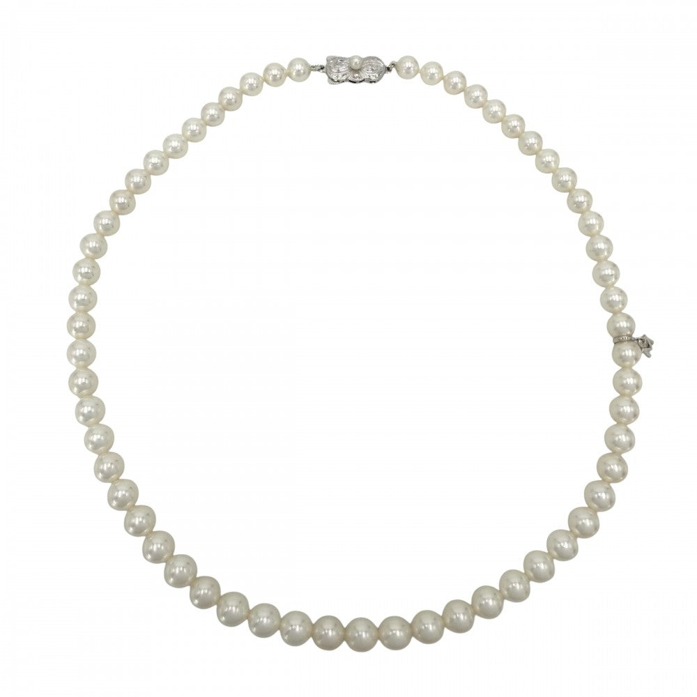 MIKIMOTO ミキモト ネックレス チャーム付き ジュエリー アクセサリー 真珠 フォーマル 冠婚葬祭 シルバー パール約0.5mm レディース 約27.8g【中古品】