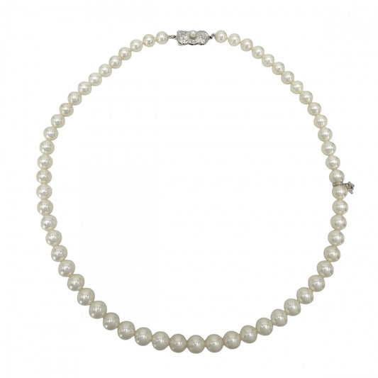 MIKIMOTO ミキモト ネックレス チャーム付き ジュエリー アクセサリー 真珠 フォーマル 冠婚葬祭 シルバー パール約0.5mm レディース 約27.8g【中古品】