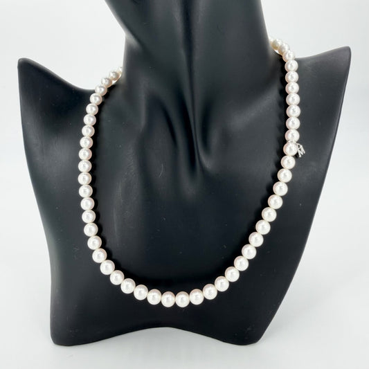MIKIMOTO ミキモト ネックレス チャーム付き ジュエリー アクセサリー 真珠 フォーマル 冠婚葬祭 シルバー パール約0.5mm レディース 約27.8g【中古品】