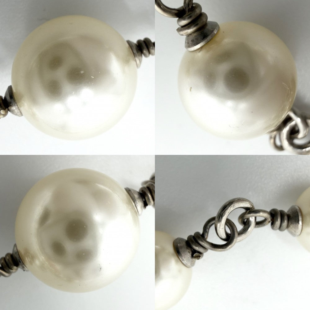 CHANEL シャネル ネックレス ココマーク ロングネックレス アクセサリー フェイクパール ラインストーン A23V ホワイト 白 シルバー レディース 約91.4g 2023年【中古品】