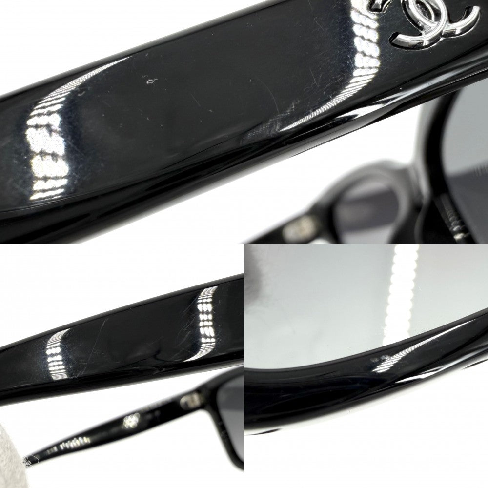 CHANEL シャネル サングラス ロゴ ココマーク スクエア シェイプ 眼鏡 アイウェア 5417 ブラック 黒 シルバー金具 レディース【中古品】
