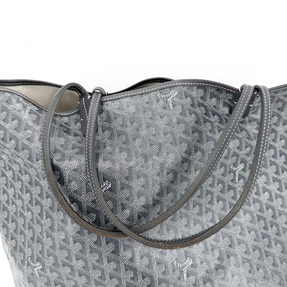 GOYARD ゴヤール トートバッグ ヘリンボーン サンルイGM ハンドバッグ ポーチ付き コーティングキャンバス レザー グレー シルバー金具 レディース【中古品】