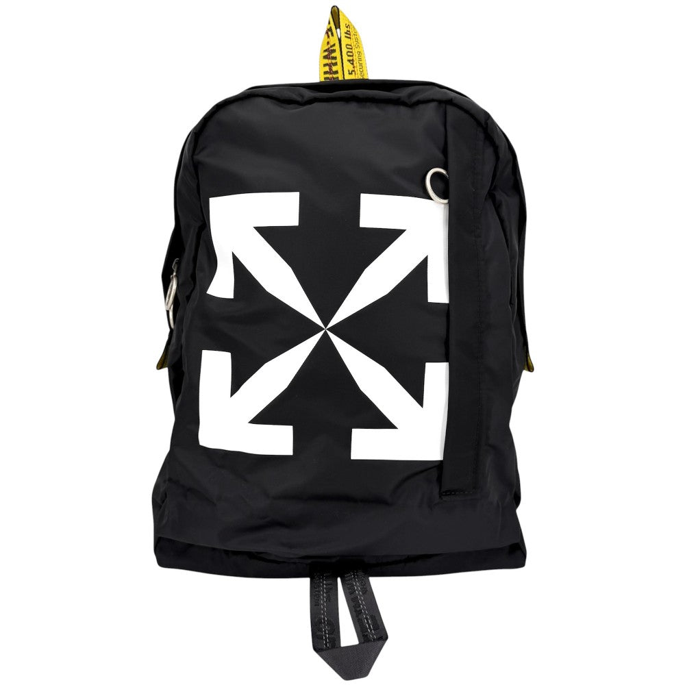 OFF-WHITE オフホワイト リュック アローイージー バックパック OMNB019E20FAB001 ナイロン ブラック 黒 ホワイト 白 シルバー金具 メンズ【中古品】