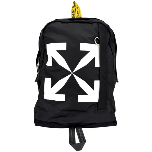 OFF-WHITE オフホワイト リュック アローイージー バックパック OMNB019E20FAB001 ナイロン ブラック 黒 ホワイト 白 シルバー金具 メンズ【中古品】