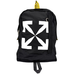OFF-WHITE オフホワイト リュック アローイージー バックパック OMNB019E20FAB001 ナイロン ブラック 黒 ホワイト 白 シルバー金具 メンズ【中古品】