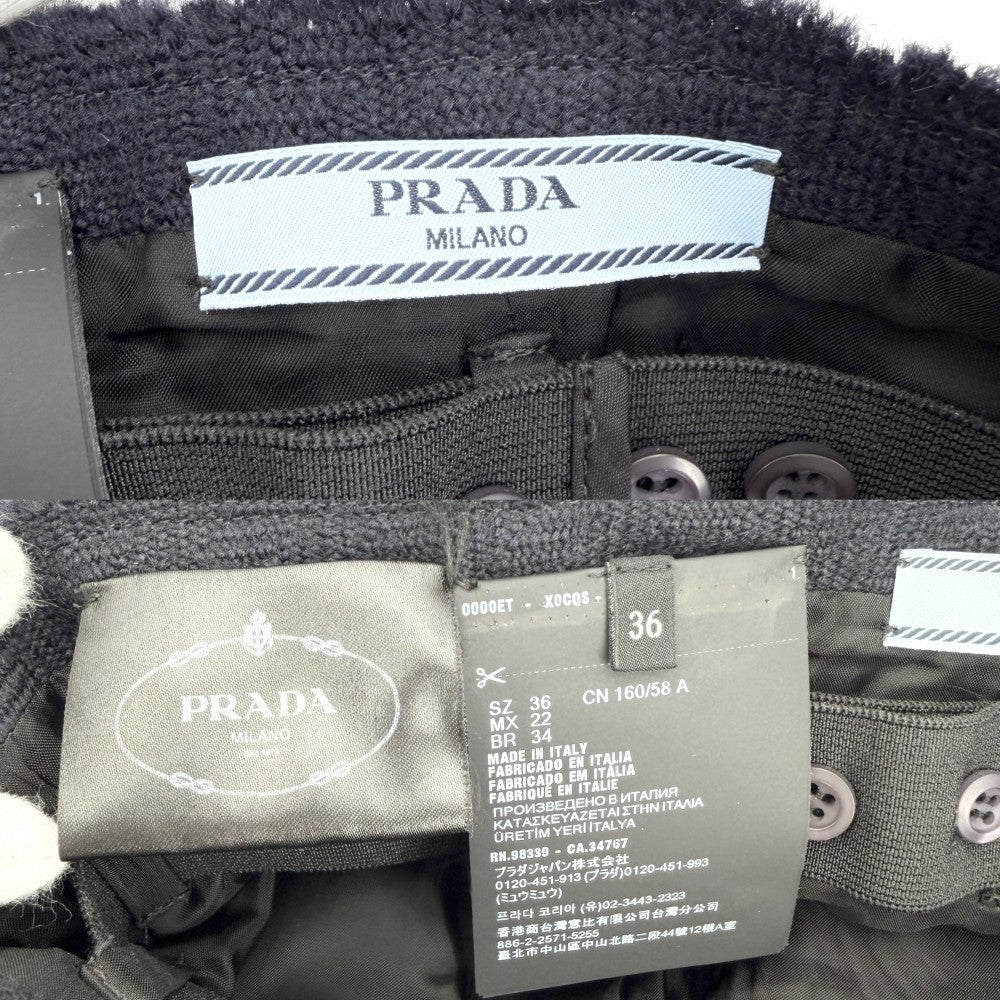 PRADA プラダ スカート リボン ミディスカート ボトムス 服 アパレル 36 ネイビー 紺 ウール レディース【中古品】