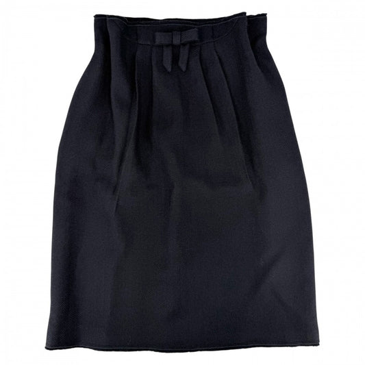 PRADA プラダ スカート リボン ミディスカート ボトムス 服 アパレル 36 ネイビー 紺 ウール レディース【中古品】