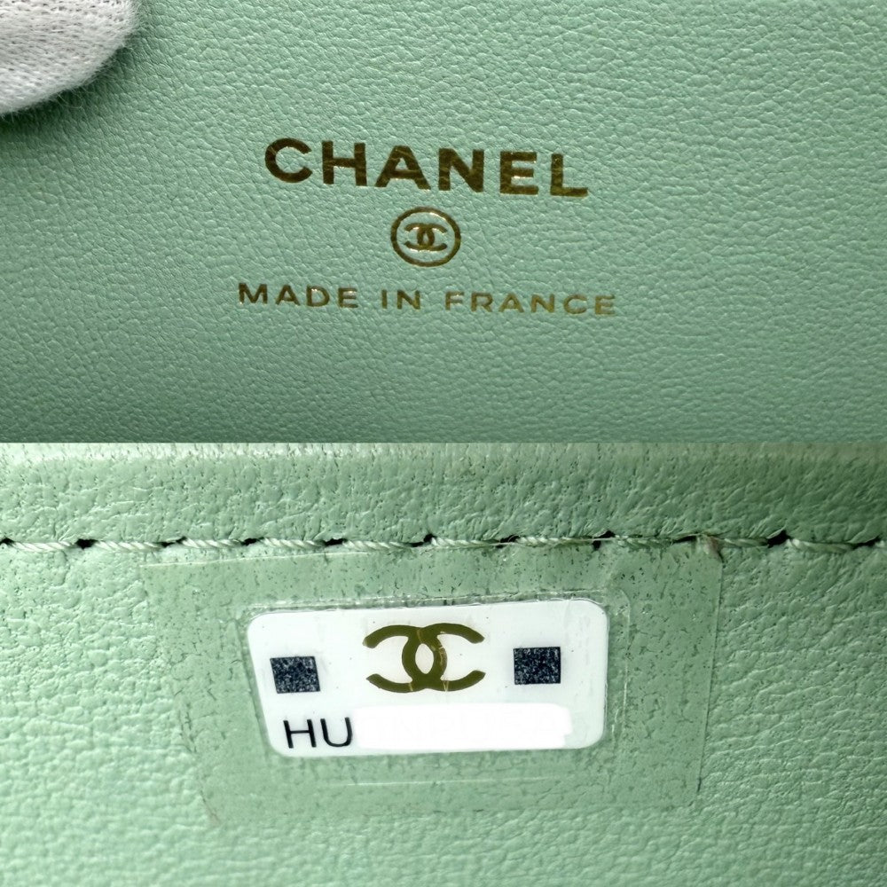 CHANEL シャネル 2WAY マトラッセ バニティバッグ チェーンショルダーバッグ ミニポシェット ハンドバッグ ココマーク ラムスキン グリーン 緑 ゴールド金具 レディース【中古品】