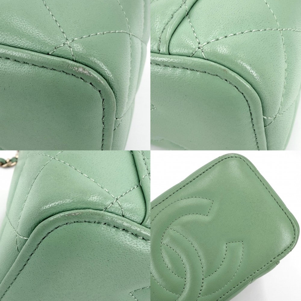 CHANEL シャネル 2WAY マトラッセ バニティバッグ チェーンショルダーバッグ ミニポシェット ハンドバッグ ココマーク ラムスキン グリーン 緑 ゴールド金具 レディース【中古品】