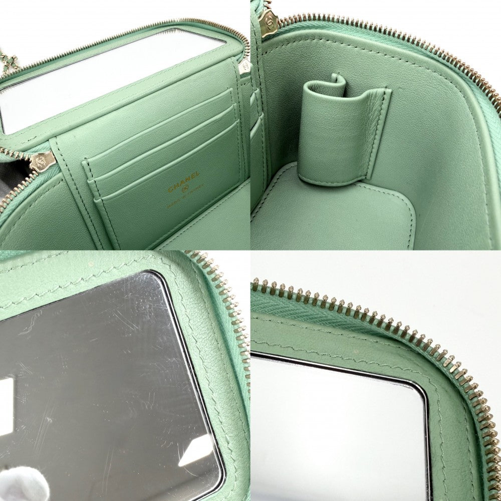 CHANEL シャネル 2WAY マトラッセ バニティバッグ チェーンショルダーバッグ ミニポシェット ハンドバッグ ココマーク ラムスキン グリーン 緑 ゴールド金具 レディース【中古品】