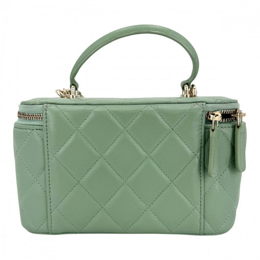 CHANEL シャネル 2WAY マトラッセ バニティバッグ チェーンショルダーバッグ ミニポシェット ハンドバッグ ココマーク ラムスキン グリーン 緑 ゴールド金具 レディース【中古品】