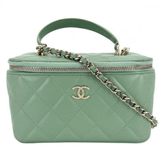 CHANEL シャネル 2WAY マトラッセ バニティバッグ チェーンショルダーバッグ ミニポシェット ハンドバッグ ココマーク ラムスキン グリーン 緑 ゴールド金具 レディース【中古品】