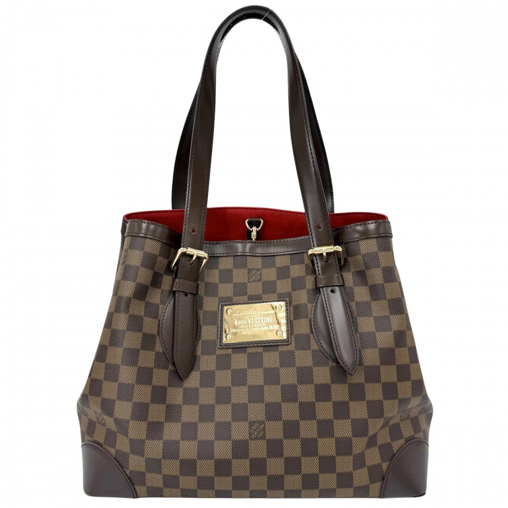 LOUIS VUITTON ルイヴィトン トートバッグ ハムステッドMM ハンドバッグ N51204 ダミエキャンバス ブラウン 茶 ゴールド金具 レディース【中古品】
