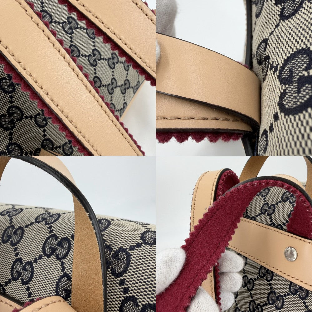 GUCCI グッチ リュック チルドレン バックパック 630818 GGキャンバス レザー ブラウン 茶 ネイビー 紺 シルバー金具 キッズ【中古品】