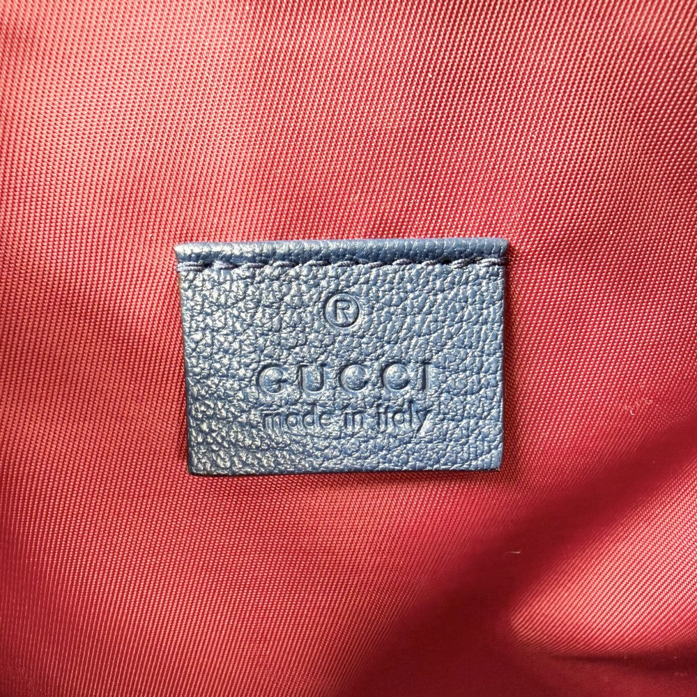 GUCCI グッチ リュック チルドレン バックパック 630818 GGキャンバス レザー ブラウン 茶 ネイビー 紺 シルバー金具 キッズ【中古品】