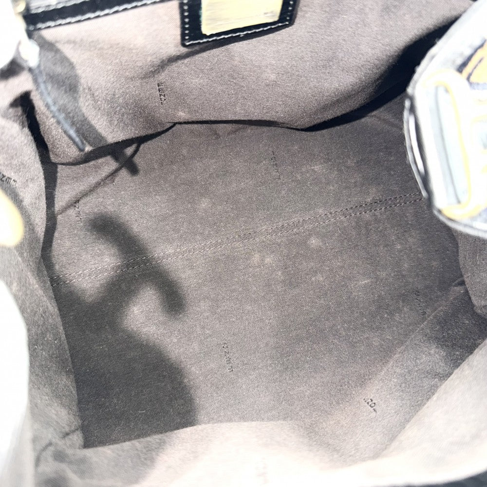 FENDI フェンディ ハンドバッグ ズッカ エトニコ 8BN157 ベロア レザー ブラウン 茶 ブラック 黒 ガンメタル金具 レディース【中古品】