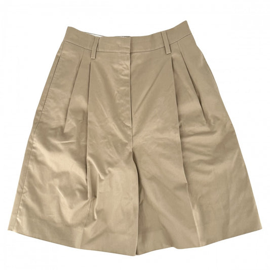 【秋物特集】 PRADA プラダ パンツ ハーフパンツ ボトムス アパレル 服 サイズ40S ベージュ シルバー金具 春 秋 コットン レディース【中古品】
