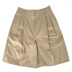 PRADA プラダ パンツ ハーフパンツ ボトムス アパレル 服 サイズ40S ベージュ シルバー金具 春 秋 コットン レディース【中古品】