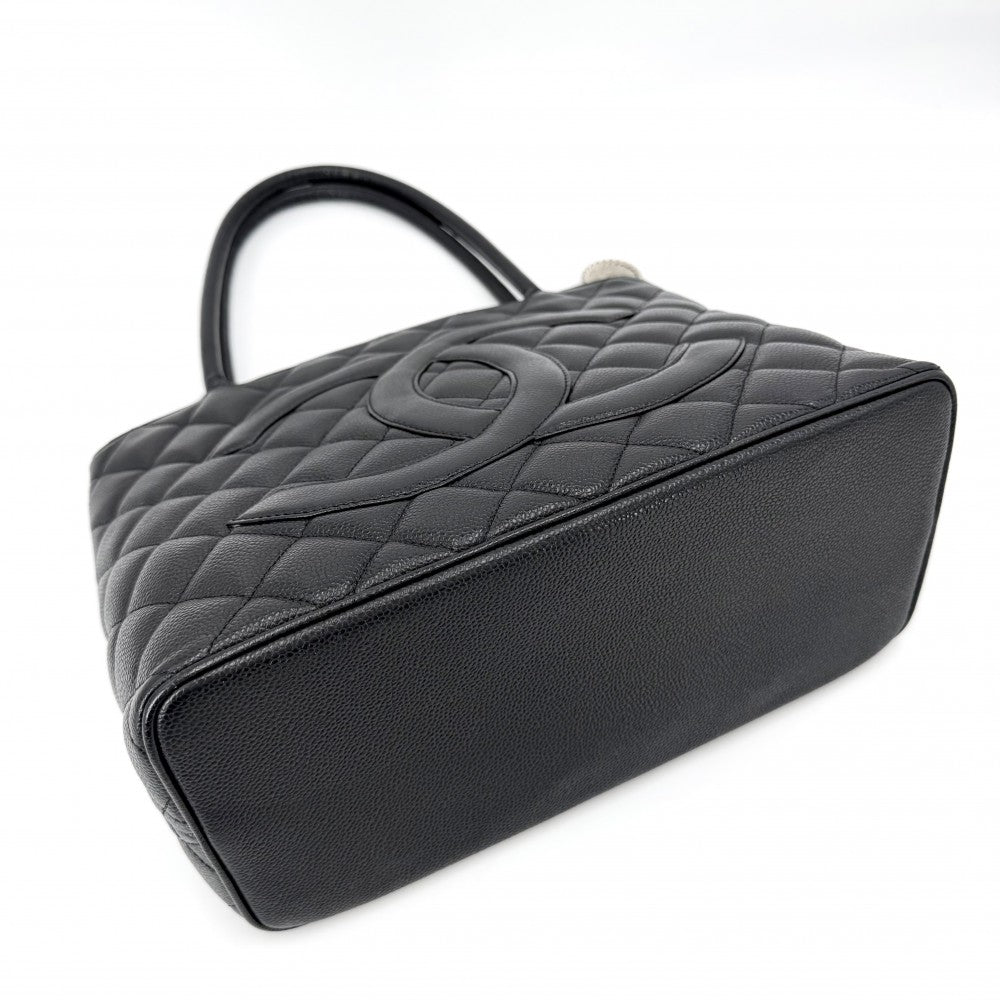CHANEL シャネル ハンドバッグ マトラッセ 復刻トート トートバッグ ココマーク キャビアスキン ブラック 黒 シルバー金具 レディース【中古品】