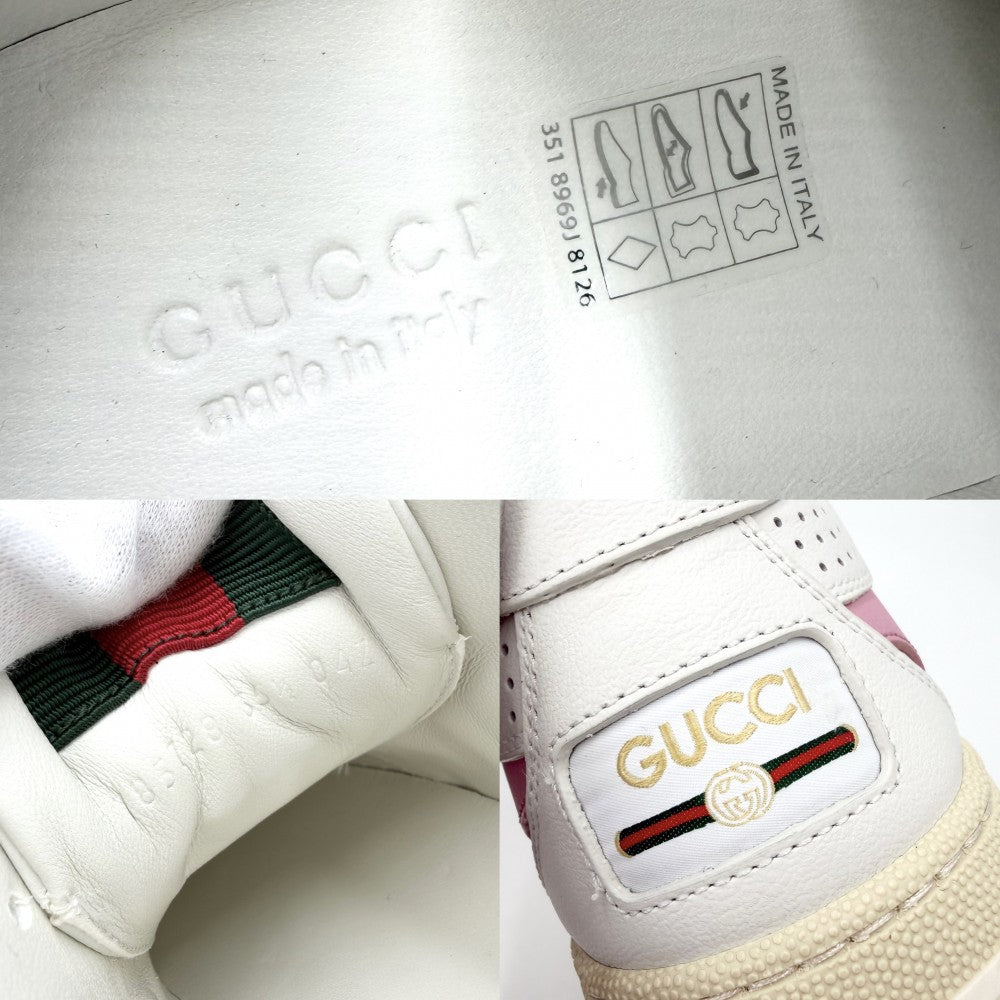 GUCCI グッチ スニーカー リウェブ ローカット ファッションアイテム シューズ 35 1/2サイズ 約22.5cm 靴 785728 レザー ホワイト 白 ピンク レディース【中古品】
