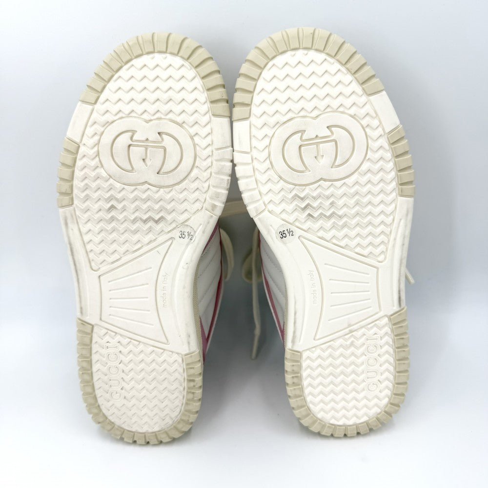 GUCCI グッチ スニーカー リウェブ ローカット ファッションアイテム シューズ 35 1/2サイズ 約22.5cm 靴 785728 レザー ホワイト 白 ピンク レディース【中古品】
