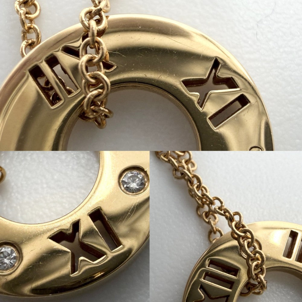 TIFFANY&Co. ティファニー ネックレス アトラス スモール ピアスドサークル ペンダント ジュエリー 18金PG Au750 アクセサリー K18ピンクゴールド ダイヤモンド レディース 約3.2g【中古品】