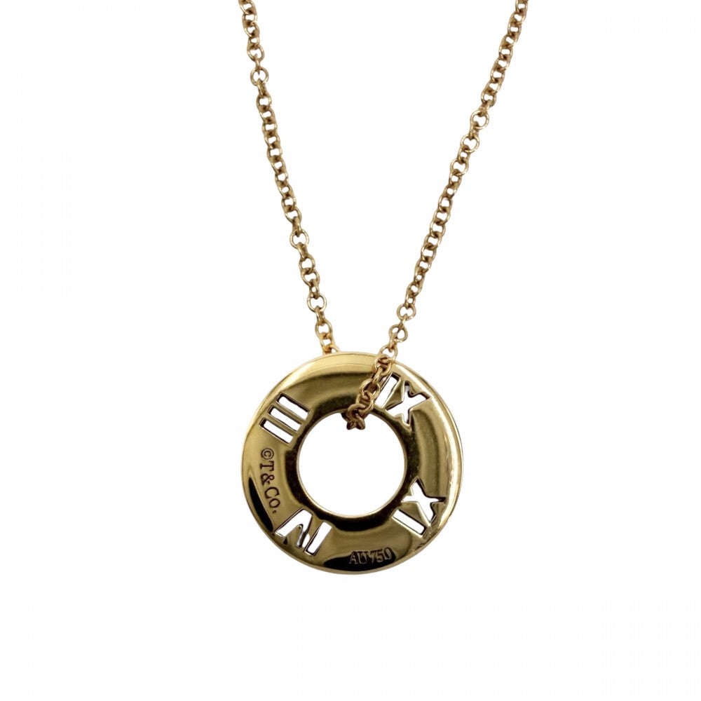 TIFFANY&Co. ティファニー ネックレス アトラス スモール ピアスドサークル ペンダント ジュエリー 18金PG Au750 アクセサリー K18ピンクゴールド ダイヤモンド レディース 約3.2g【中古品】