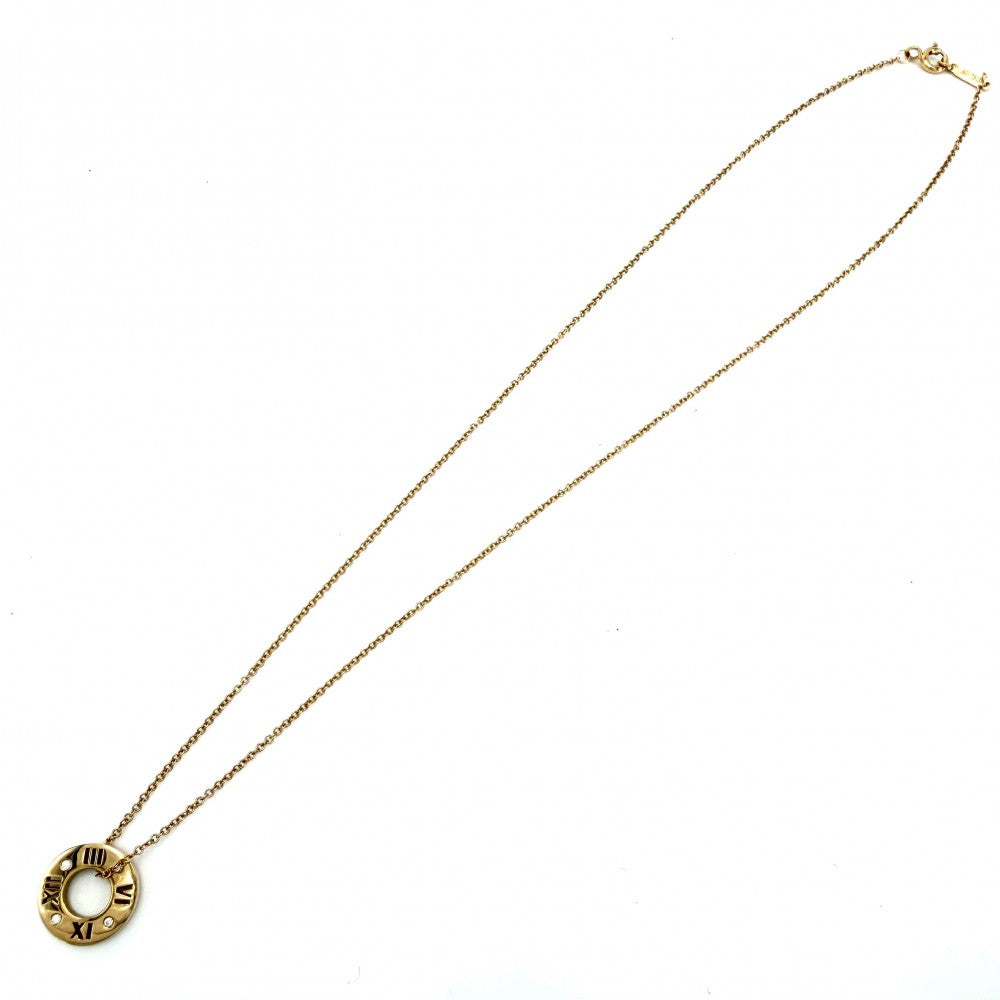 TIFFANY&Co. ティファニー ネックレス アトラス スモール ピアスドサークル ペンダント ジュエリー 18金PG Au750 アクセサリー K18ピンクゴールド ダイヤモンド レディース 約3.2g【中古品】