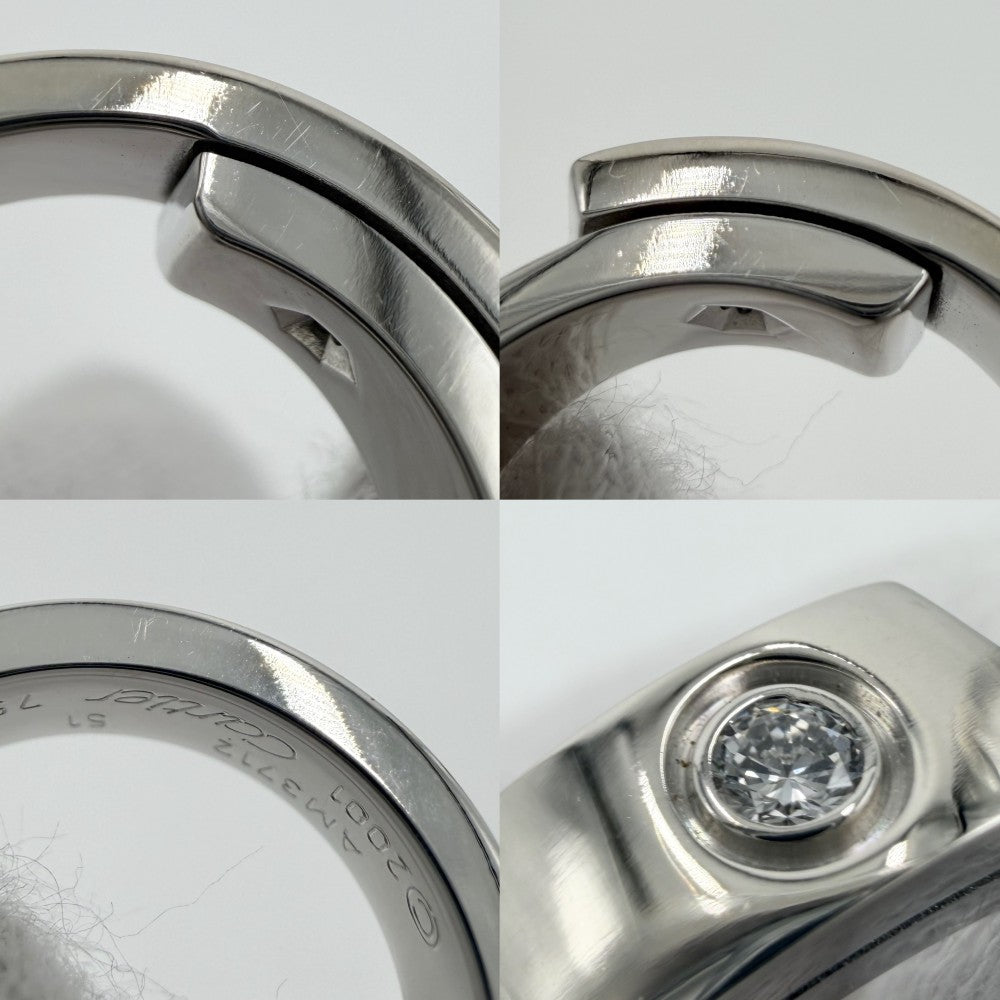 CARTIER カルティエ 指輪 アニバーサリー リング ジュエリー アクセサリー 1Pダイヤ 18金WG Au750 51サイズ K18ホワイトゴールド ダイヤモンド 約10.5号 レディース 約11.4g【中古品】