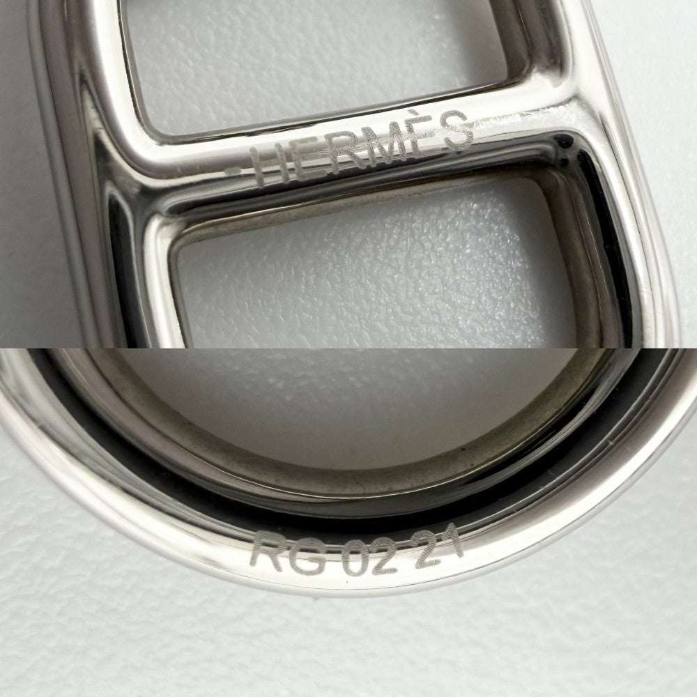 HERMES エルメス ネックレス O'MAILLON オーマイヨン シェーヌダンクル ペンダント アクセサリー レザー シルバー ブラック 黒 レディース 約4.4g【中古品】