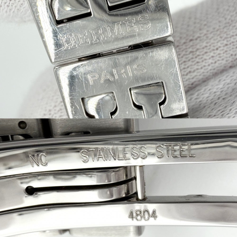 HERMES エルメス 腕時計 Hウォッチ QZ 黒文字盤 H WATCH 電池式 SS HH1.210 クオーツ ステンレススチール シルバー ブラック 黒 レディース【中古品】