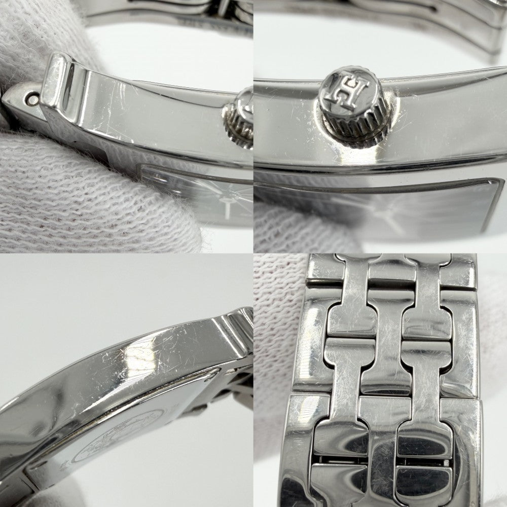 HERMES エルメス 腕時計 Hウォッチ QZ 黒文字盤 H WATCH 電池式 SS HH1.210 クオーツ ステンレススチール シルバー ブラック 黒 レディース【中古品】