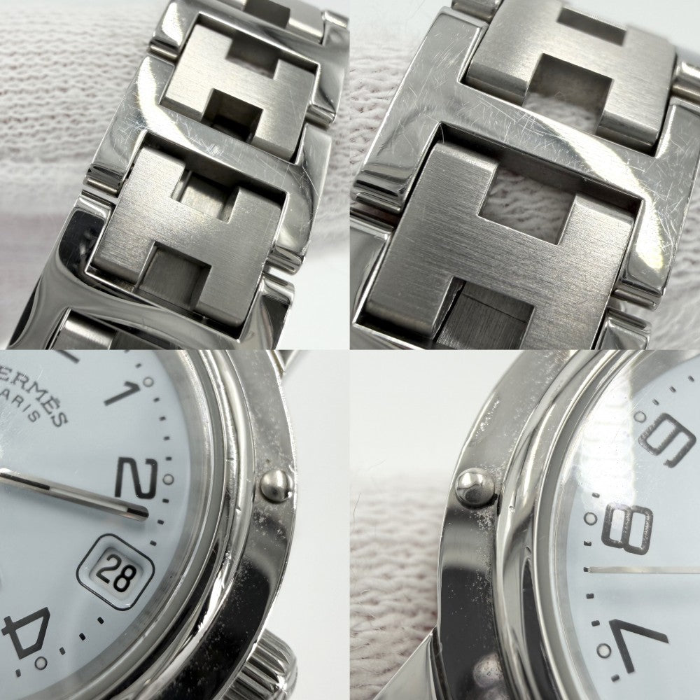 HERMES エルメス 腕時計 クリッパー デイト SS 電池式 CL4.210 クオーツ ステンレススチール シルバー レディース【中古品】