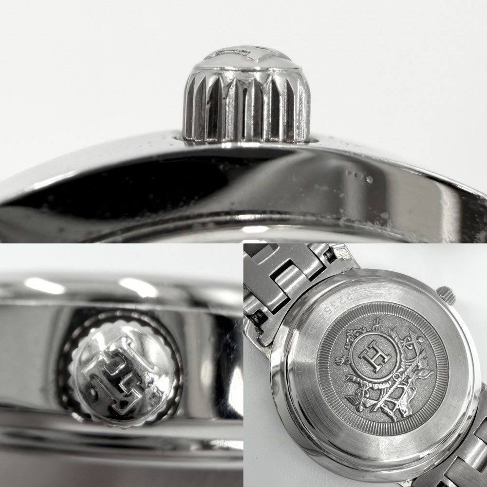 HERMES エルメス 腕時計 クリッパー デイト SS 電池式 CL4.210 クオーツ ステンレススチール シルバー レディース【中古品】