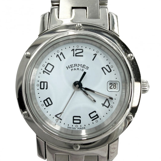 HERMES エルメス 腕時計 クリッパー デイト SS 電池式 CL4.210 クオーツ ステンレススチール シルバー レディース【中古品】