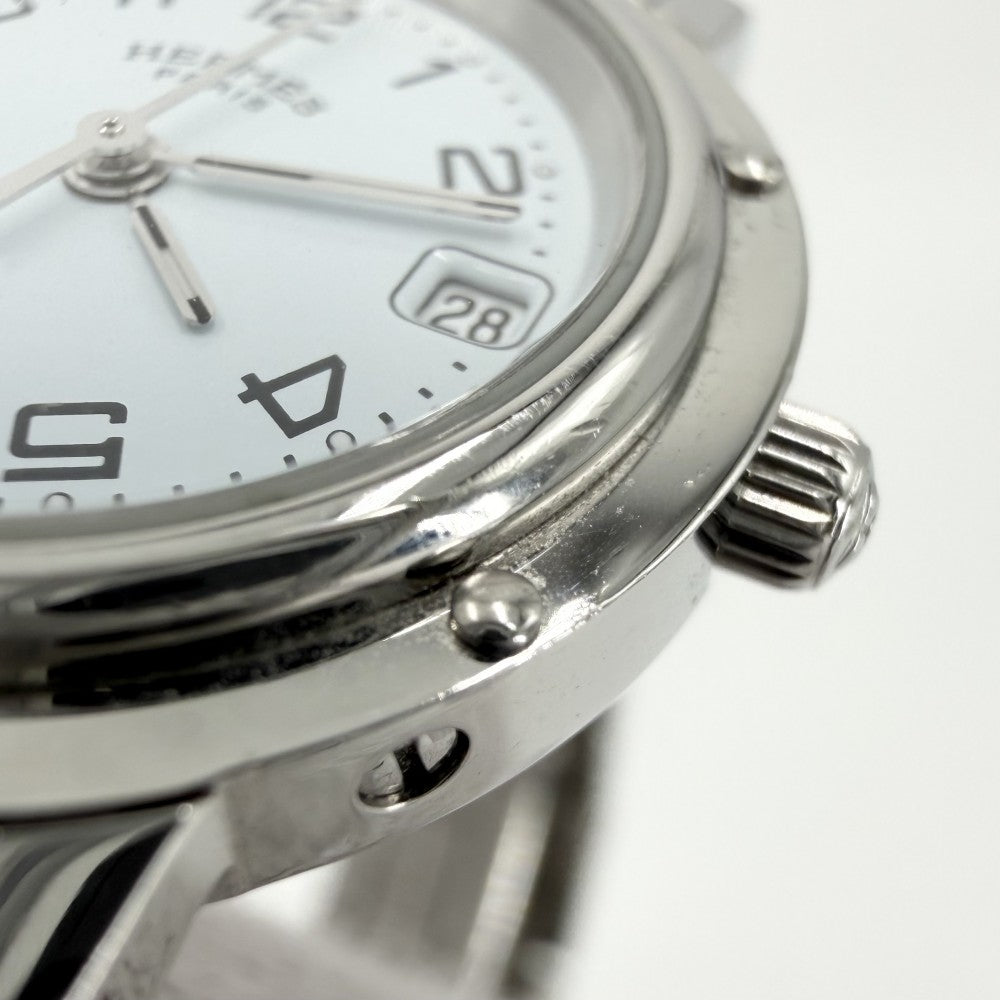 HERMES エルメス 腕時計 クリッパー デイト SS 電池式 CL4.210 クオーツ ステンレススチール シルバー レディース【中古品】