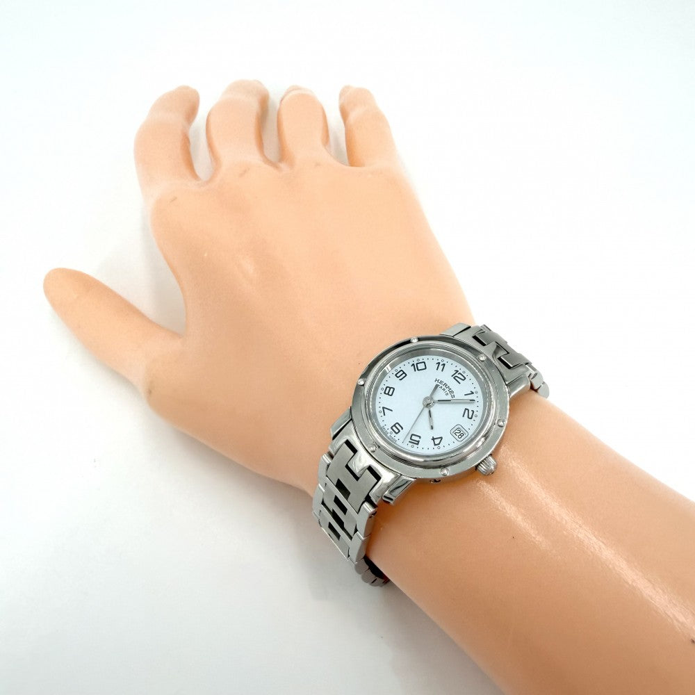 HERMES エルメス 腕時計 クリッパー デイト SS 電池式 CL4.210 クオーツ ステンレススチール シルバー レディース【中古品】