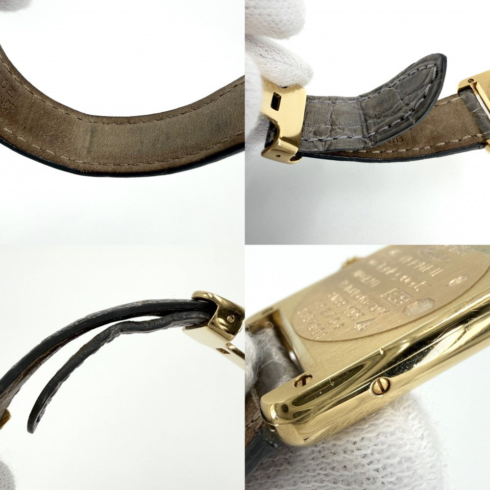 CARTIER カルティエ 腕時計 マストタンク SM ヴェルメイユ ウォッチ アラビア文字盤 182709 クオーツ レザー ステンレススチール シルバー925 グレー系 ゴールド レディース【中古品】