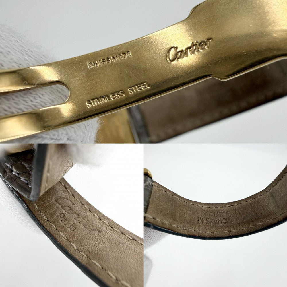 CARTIER カルティエ 腕時計 マストタンク SM ヴェルメイユ ウォッチ アラビア文字盤 182709 クオーツ レザー ステンレススチール シルバー925 グレー系 ゴールド レディース【中古品】