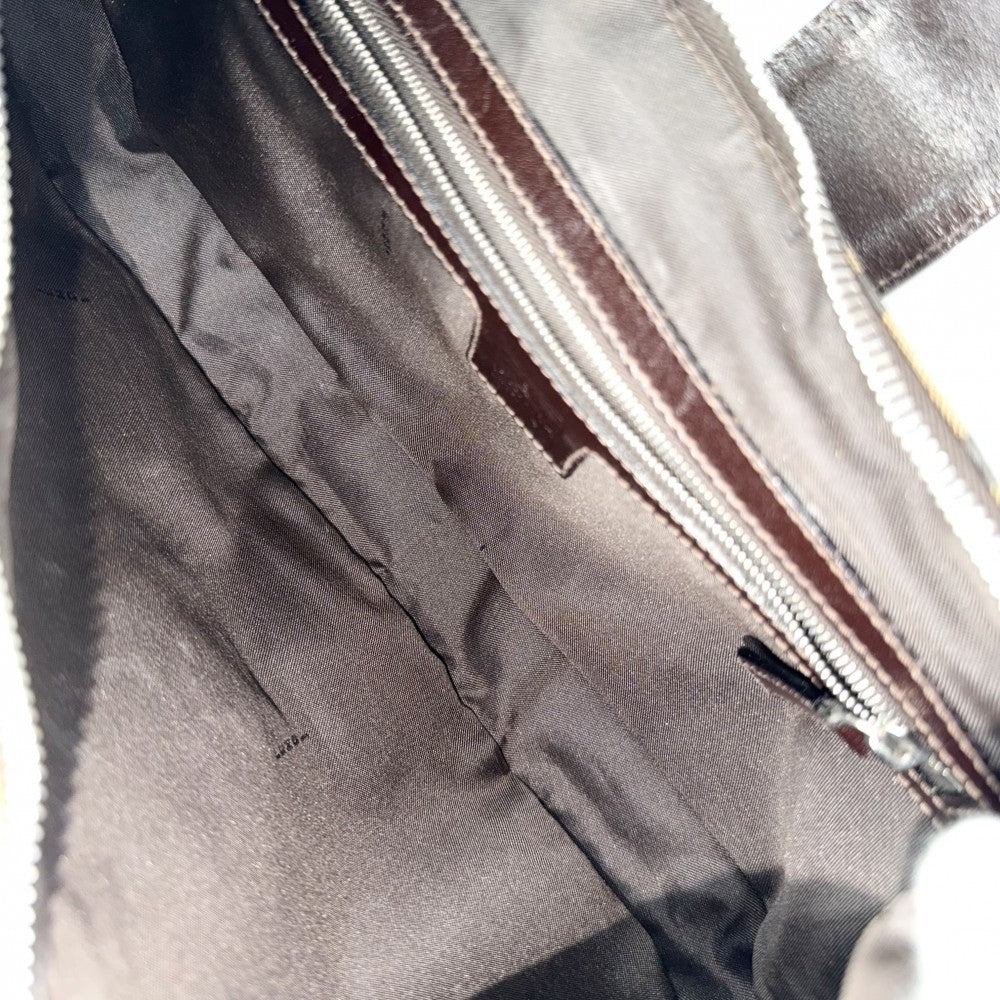 FENDI フェンディ ハンドバッグ ムーンバッグ セミショルダーバッグ ズッカ柄 かばん 鞄 0916321001 キャンバス レザー ブラウン 茶 シルバー金具 レディース【中古品】