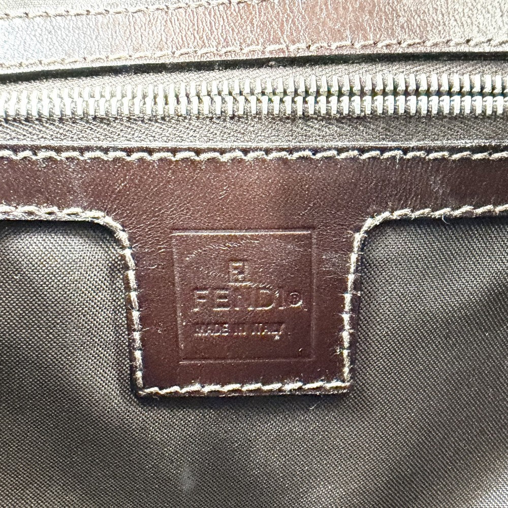 FENDI フェンディ ハンドバッグ ムーンバッグ セミショルダーバッグ ズッカ柄 かばん 鞄 0916321001 キャンバス レザー ブラウン 茶 シルバー金具 レディース【中古品】