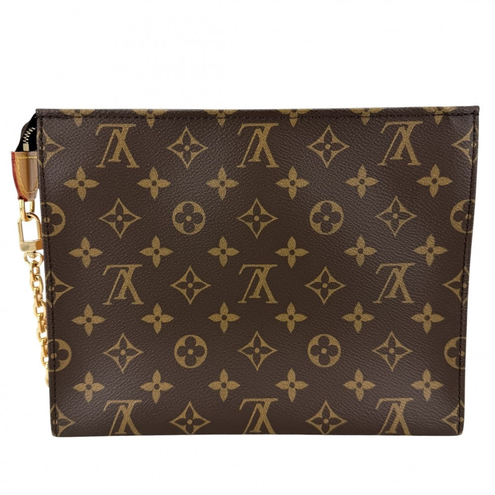 LOUIS VUITTON ルイヴィトン ショルダーバッグ モノグラム トイレタリーポーチ オンチェーン クラッチバッグ チェーンショルダー M81412 ブラウン 茶 ゴールド金具 レディース【中古品】