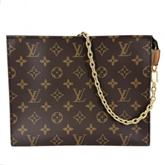 LOUIS VUITTON ルイヴィトン ショルダーバッグ モノグラム トイレタリーポーチ オンチェーン クラッチバッグ チェーンショルダー M81412 ブラウン 茶 ゴールド金具 レディース【中古品】