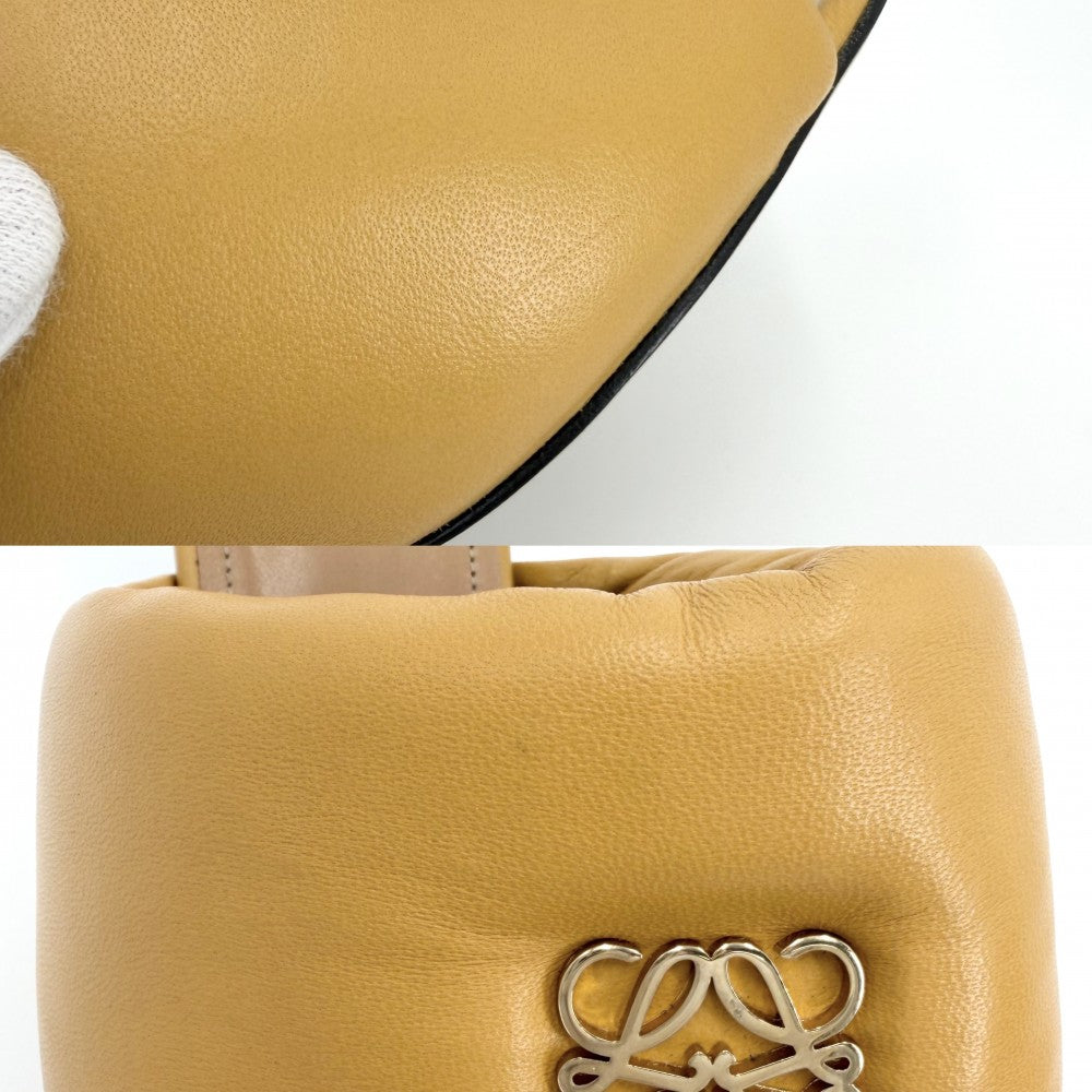 LOEWE ロエベ サンダル アナグラム パデッドスライド 靴 ファッションアイテム 37サイズ 約24cm 春 夏 レザー イエロー系 レディース【中古品】