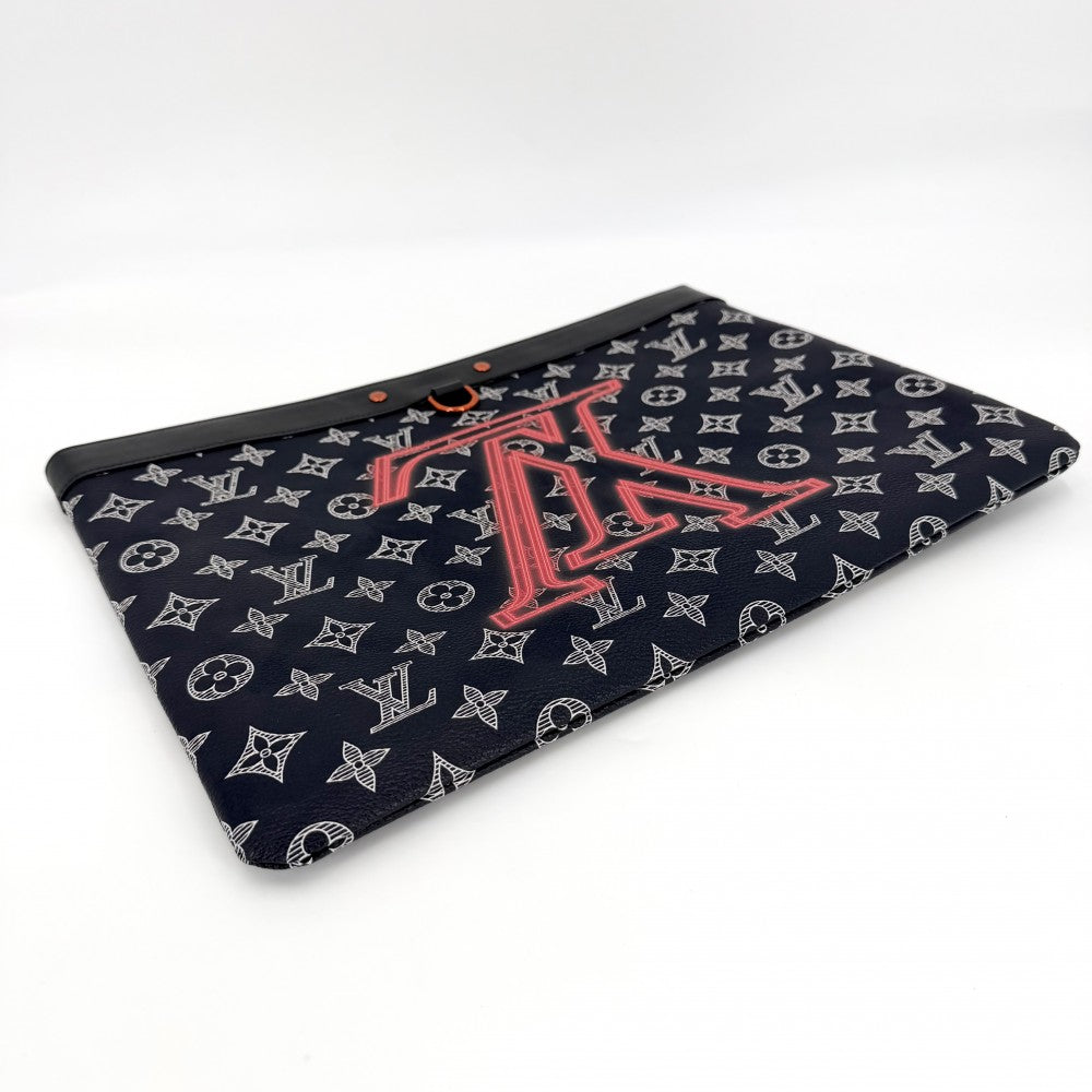 LOUIS VUITTON ルイヴィトン クラッチバッグ モノグラムインク アップサイドダウン ポシェットアポロ セカンドバッグ M62905 ネイビー 紺 オレンジ金具 メンズ【中古品】