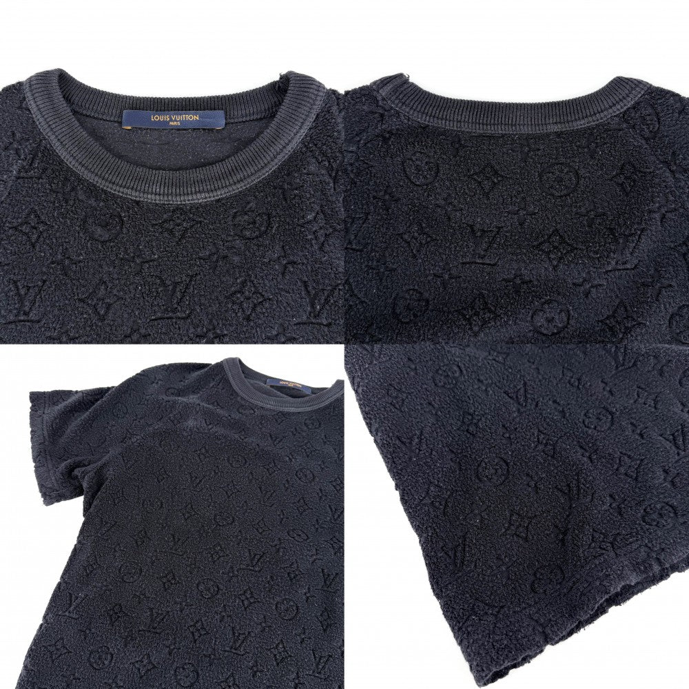 LOUIS VUITTON ルイヴィトン 半袖Ｔシャツ モノグラムフレンチテリー トップス ニット アパレル 服 XS ネイビー 紺 春 夏 シルク コットン メンズ【中古品】