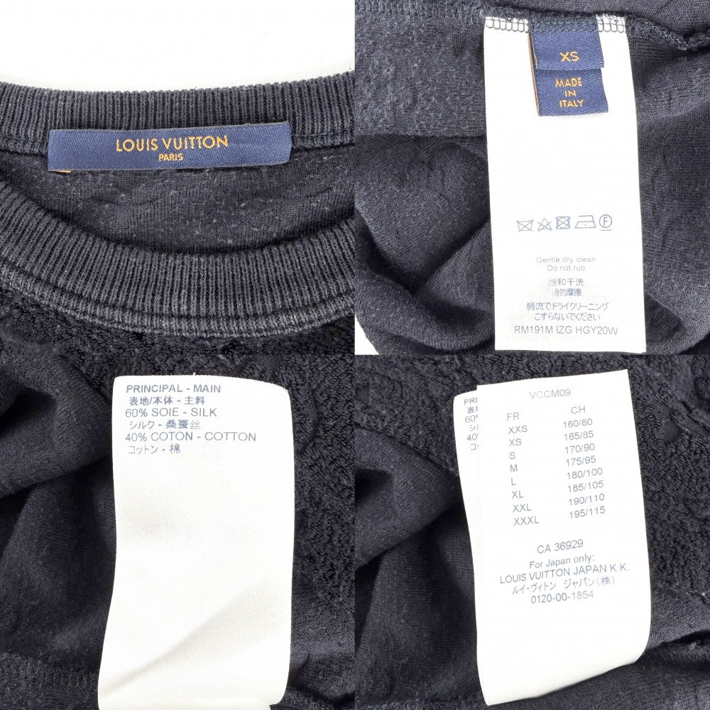 LOUIS VUITTON ルイヴィトン 半袖Ｔシャツ モノグラムフレンチテリー トップス ニット アパレル 服 XS ネイビー 紺 春 夏 シルク コットン メンズ【中古品】