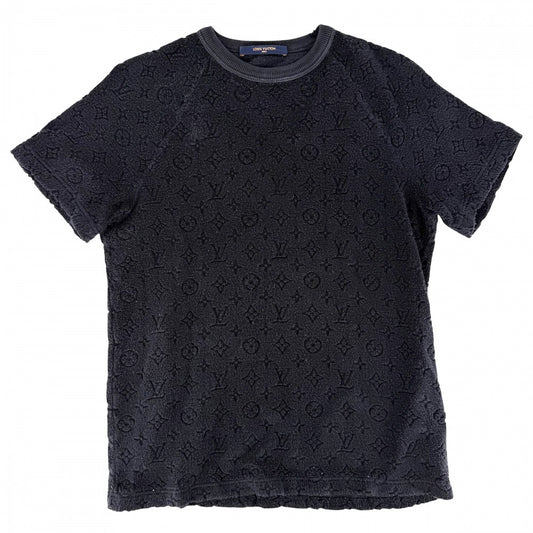 LOUIS VUITTON ルイヴィトン 半袖Ｔシャツ モノグラムフレンチテリー トップス ニット アパレル 服 XS ネイビー 紺 春 夏 シルク コットン メンズ【中古品】